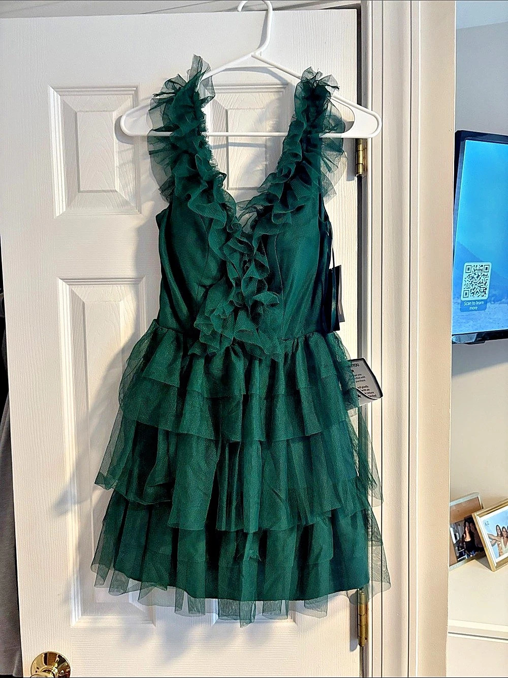 Green Ruffle Mini Dress Like New